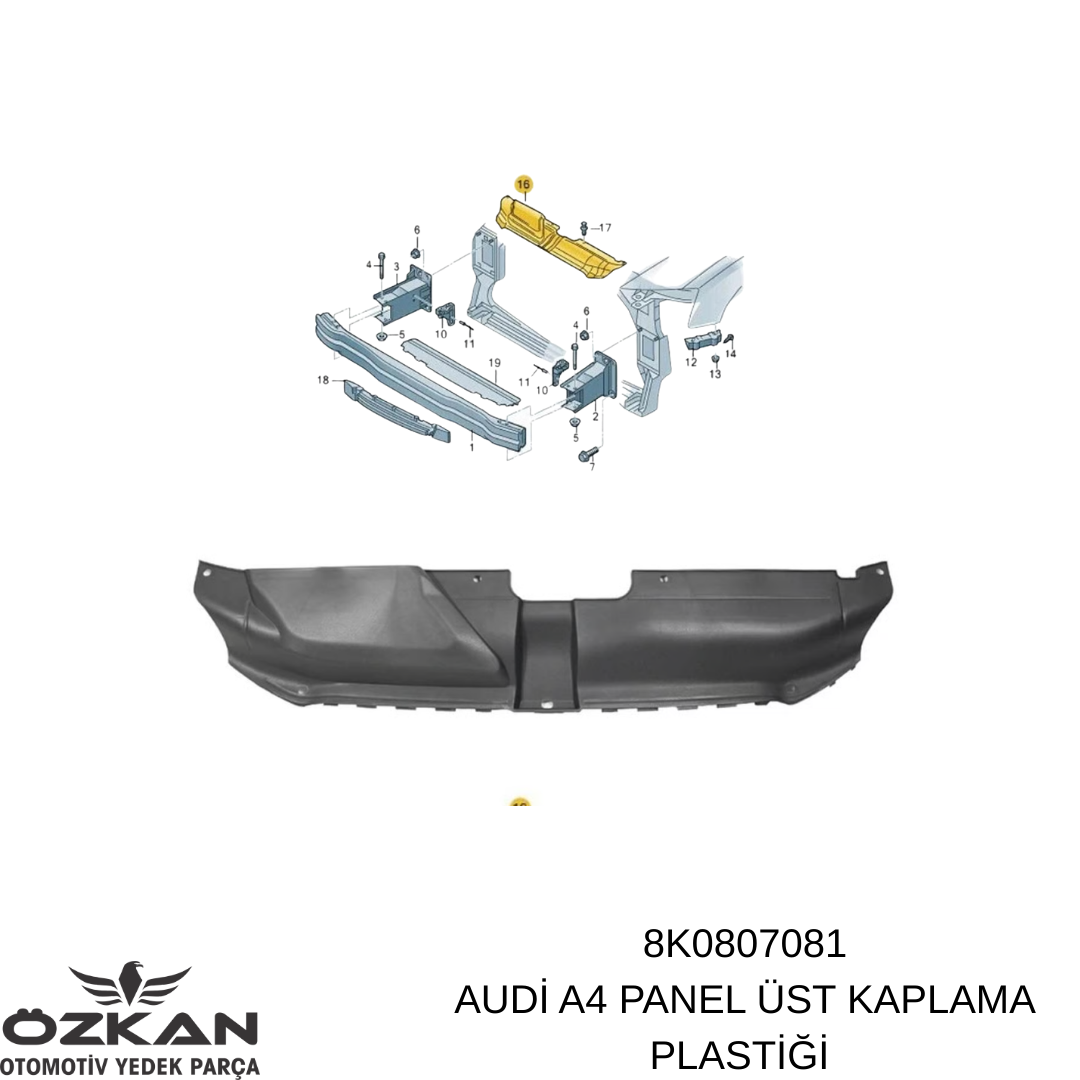 8K0807081 AUDİ A4 PANEL ÜST KAPLAMA PLASTİĞİ 